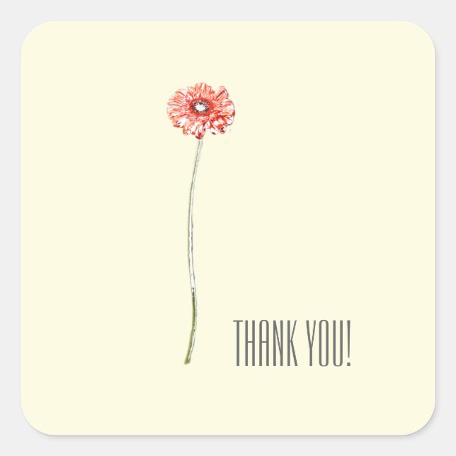 Stylish Minimalistic Red Gerbera Flower Sticker (Front)