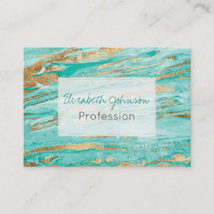 Stylish Mint & Gold Abstract Marbleised Paint Business Card