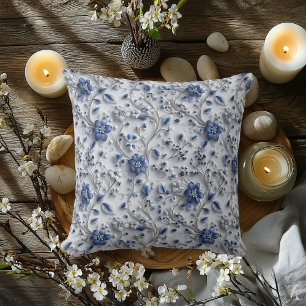 Stylish Mint Green Floral Embossed-Effect Cushion