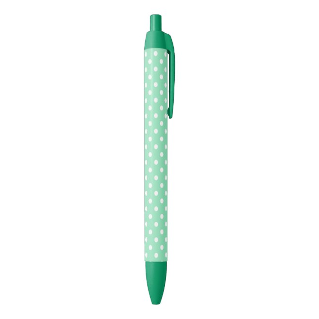 Stylish Mint Green White Dotted Classic Template Blue Ink Pen (Bottom (Vertical))