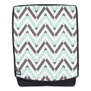 Stylish Mint White Grey Chevron Pattern Backpack