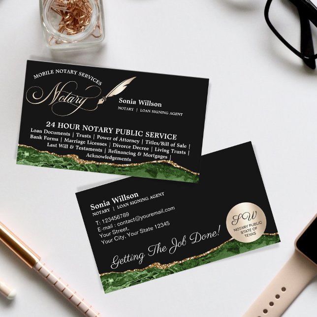 Stylish Mobile Notary & Loan Signing Agent Law Business Card (Creator Uploaded)