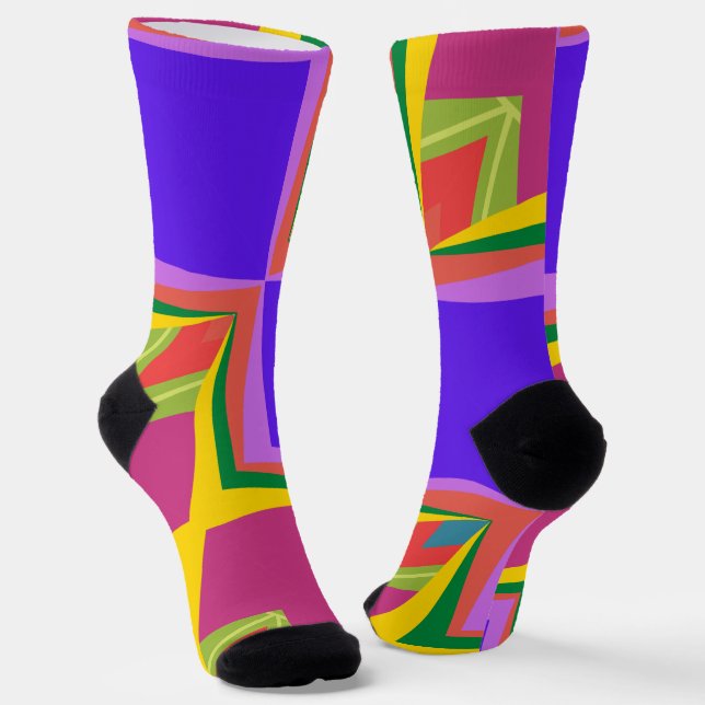 Stylish Modern abstract art aesthetic Colourful Socks (Angled)