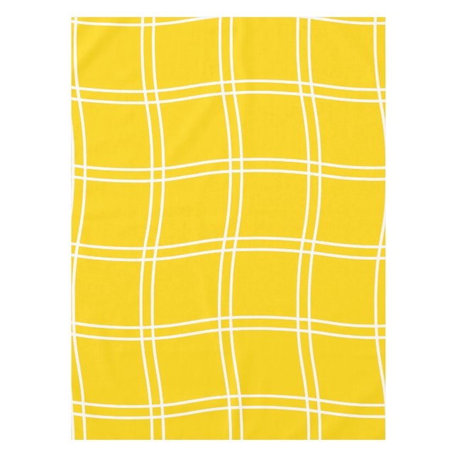 Stylish Modern Abstract Yellow Grid Lines Pattern  Tablecloth (Front)