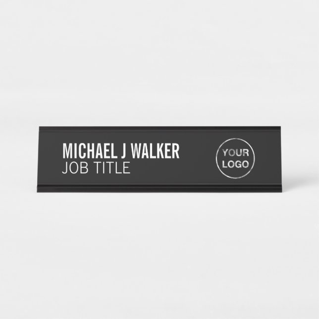 Stylish & Modern - Any Color - Professional Logo Desk Name Plate (Front)