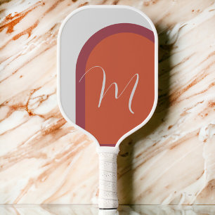 Stylish Modern Arch Coral Magenta Pink Monogram Pickleball Paddle