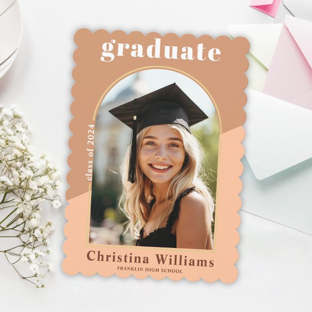 Stylish Modern Arch Photo High School Graduation Announcement (Stylish Modern Arch Photo High School Graduation Announcement)