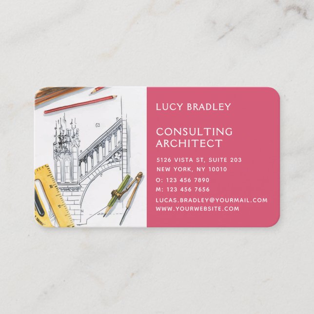 Stylish Modern Architect Engineering Construction Business Card (Front)