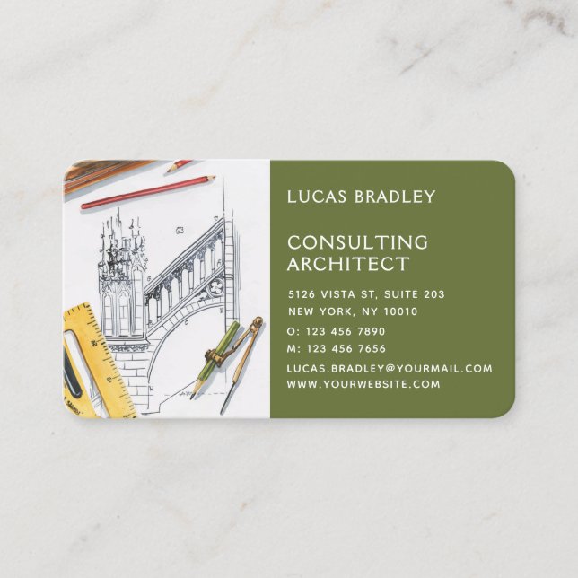 Stylish Modern Architect Engineering Construction Business Card (Front)