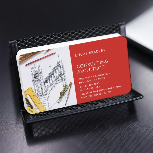 Stylish Modern Architect Engineering Construction Business Card (Creator Uploaded)