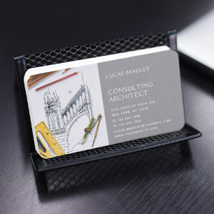 Stylish Modern Architect Engineering Construction Business Card