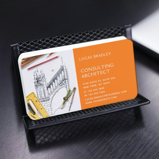 Stylish Modern Architect Engineering Construction Business Card (Creator Uploaded)