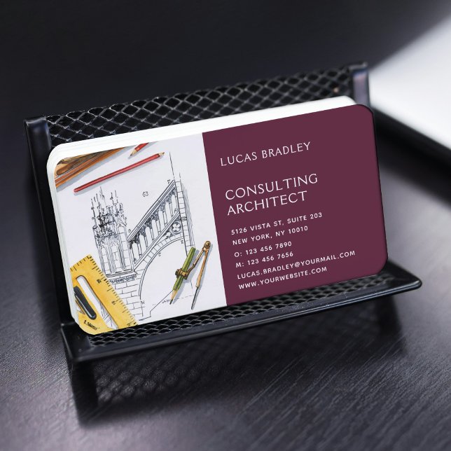 Stylish Modern Architect Engineering Construction Business Card (Creator Uploaded)
