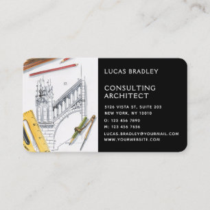Stylish Modern Architect Engineering Construction Business Card