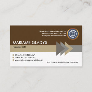 Stylish Modern Arrowheads Stripe Founder CEO Business Card