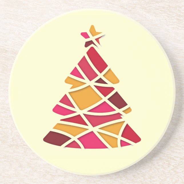 Stylish modern art Christmas tree Coaster (Front)