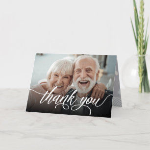 Stylish Modern Bereavement/Funeral 4-Photo Thank You Card