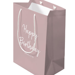 Stylish Modern Birthday Dusty Pink Personalised Medium Gift Bag