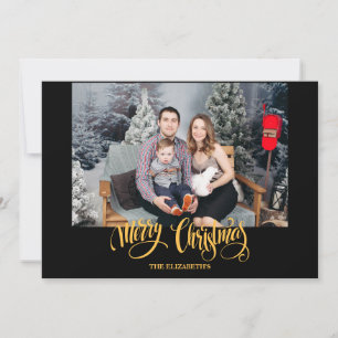 Stylish Modern Black Christmas Photo Holiday Card