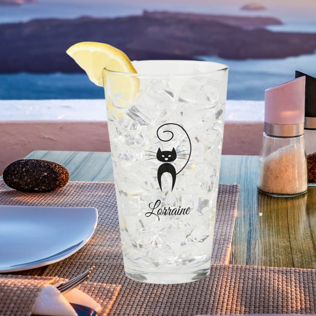 Stylish Modern Black Curly Tail Cat Glass (Creator Uploaded)