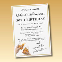 Stylish Modern Black & Gold 30th Birthday Party
