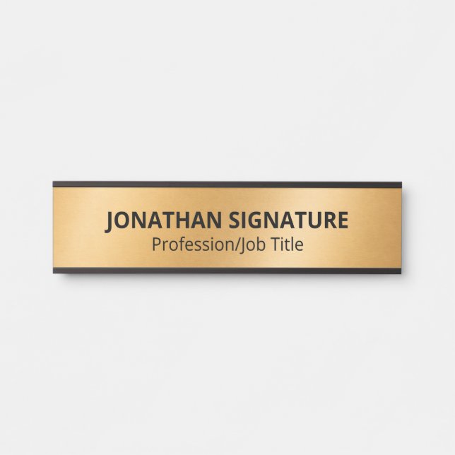 Stylish Modern Black Gold Glamorous Template Door  Sign (Front)