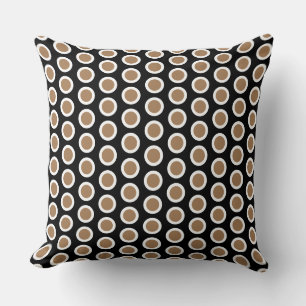 Stylish Modern Black Mocha Brown Geometric Pattern Cushion
