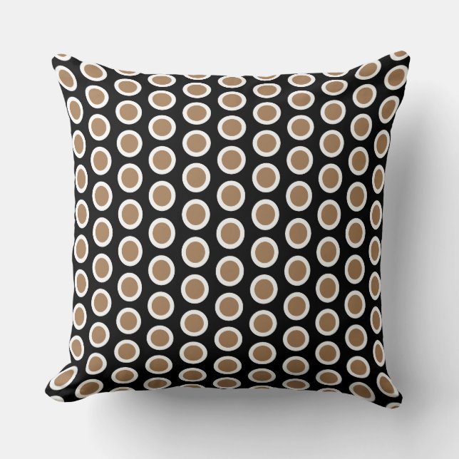 Stylish Modern Black Mocha Brown Geometric Pattern Cushion (Front)