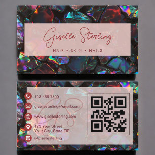 Stylish Modern Black Opal Professional QR Code Business Card
