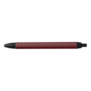 Stylish Modern Black Red Buffalo Check Plaid Black Ink Pen