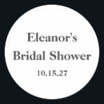 Stylish Modern Black White Custom Bridal Shower Classic Round Sticker<br><div class="desc">Stylish Modern Chic Black White Custom Bridal Shower Classic Round Sticker</div>