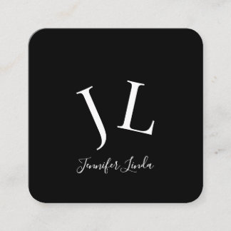 Stylish modern black white rounded square business card