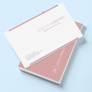 Stylish Modern Block Dusty Rose Professional Business Card