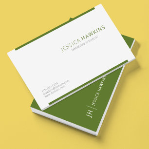 Stylish Modern Block Olive Green Professional Business Card