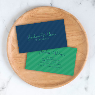 Stylish Modern Blue and Green Stripes Business Card