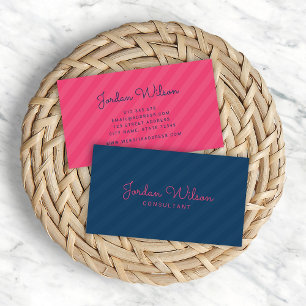 Stylish Modern Blue and Pink Stripes Business Card