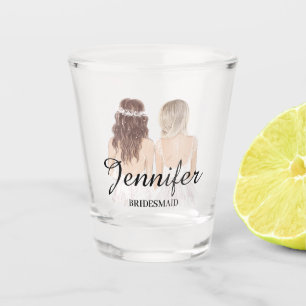 stylish modern bridesmaid Personalised Shot Glass
