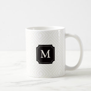 Stylish Modern Chic Greek Key Pattern Monogram Mug