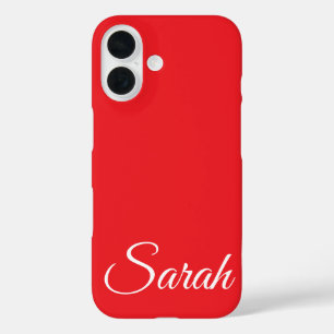 Stylish Modern Classic Customised Name Red Colour iPhone 16 Case