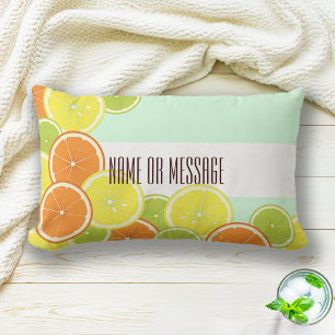 Stylish Modern Colourful Citrus Fruit Slices Lumbar Cushion