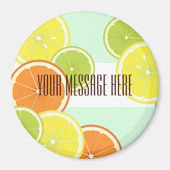Stylish Modern Colourful Citrus Fruit Slices Magnet (Front)