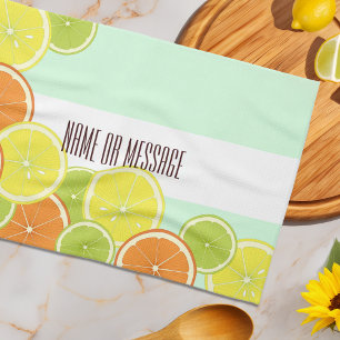 Stylish Modern Colourful Citrus Fruit Slices Tea Towel