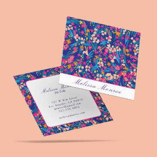 Stylish Modern Colourful Flowers Typography Font Square Business Card