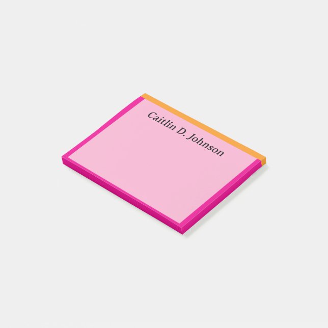 Stylish Modern Coral Sage Border Personalised Post Post-it Notes (Angled)