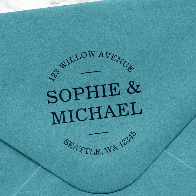 Stylish Modern Couple Return Address Rubber Stamp (Creator Uploaded)