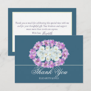Stylish Modern Crocus White Rose Bridal Thank You Card