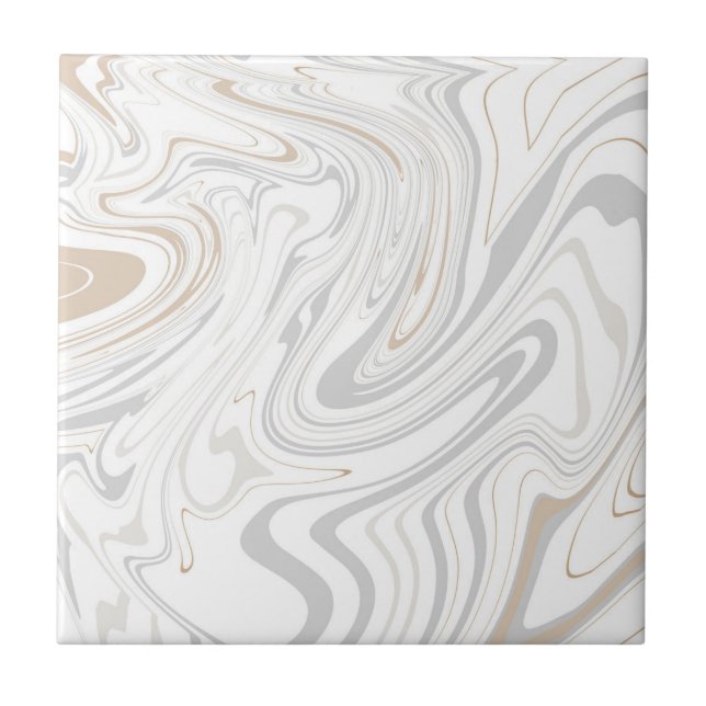 Stylish Modern Curves Grey Beige White Marble 5-8 Tile (Front)