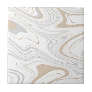 Stylish Modern Curves Grey Beige White Marble 8-8 Tile