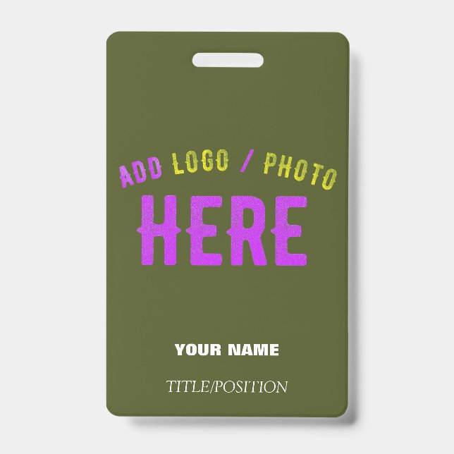 STYLISH MODERN CUSTOM ARMY GREEN VERIFIED BRANDED ID BADGE (Front)