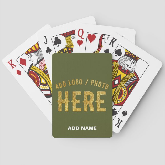 STYLISH MODERN CUSTOM ARMY GREEN VERIFIED BRANDED PLAYING CARDS (Back)
